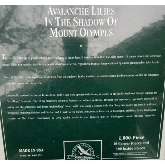 Jigsaw puzzle Avalanche Lilies in the Shadow Mt Olympus Eddie Bauer New - Picture 4 of 4